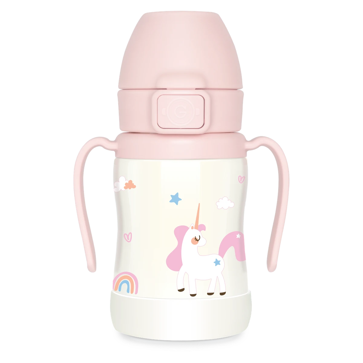GROSMIMI nerezový termo tréningový pohárik so slamkou Unicorn Pink 200 ml