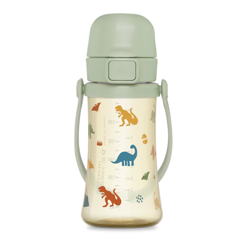GROSMIMI PPSU detská fľaša na pitie Tumbler Dino Khaki 300 ml