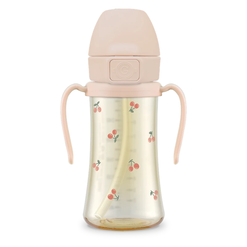 PPSU straw cups — Cherrish, 300 ml · weighted straw