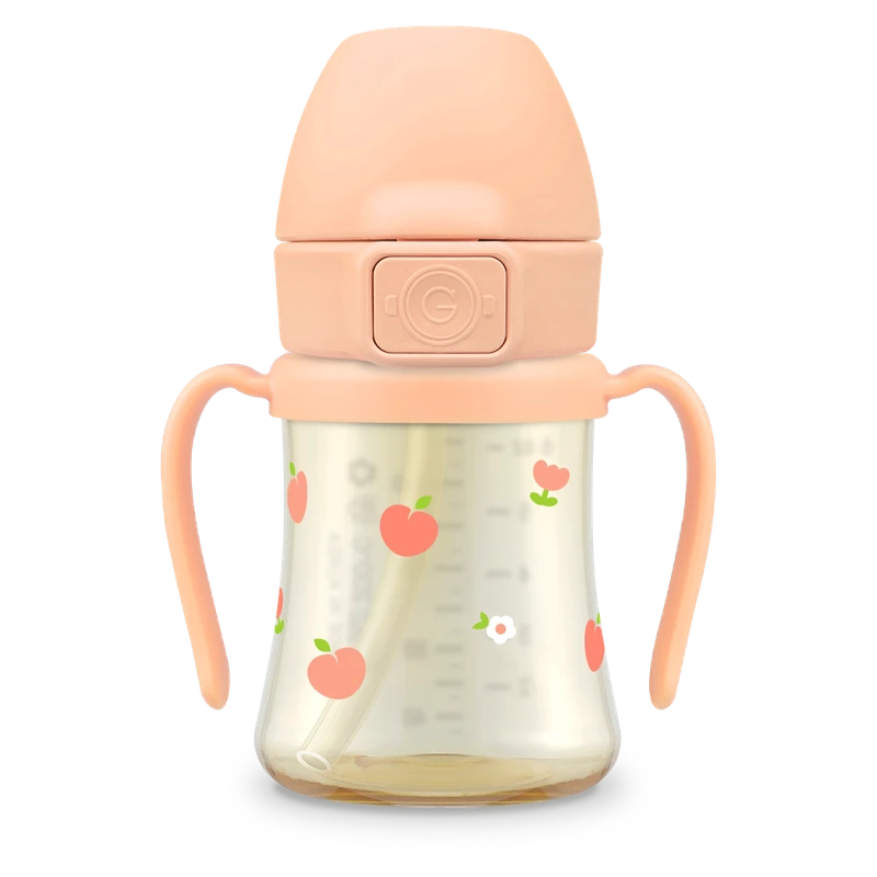 PPSU straw cups — Peach Flower, 200 ml · weighted straw