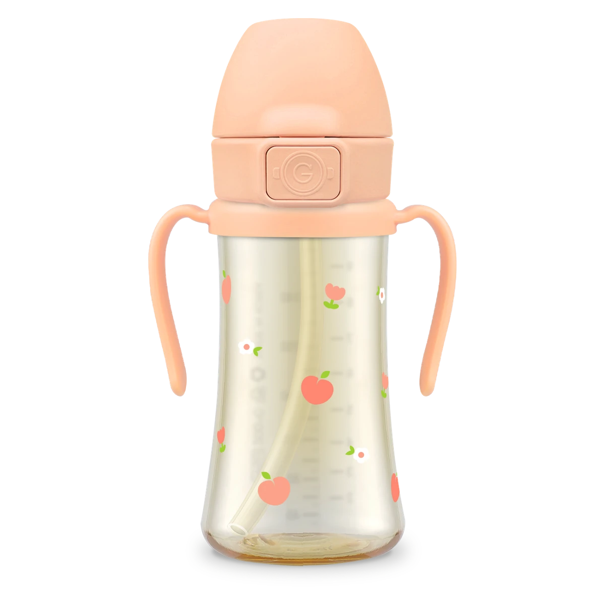 GROSMIMI PPSU tréningový pohárik so slamkou so závažím Peach Flower 300 ml