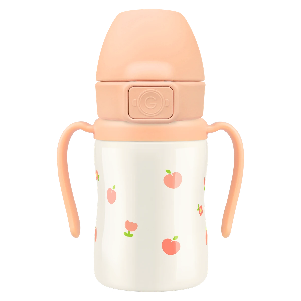 Stainless steel straw cups — Peach Flower, 200 ml