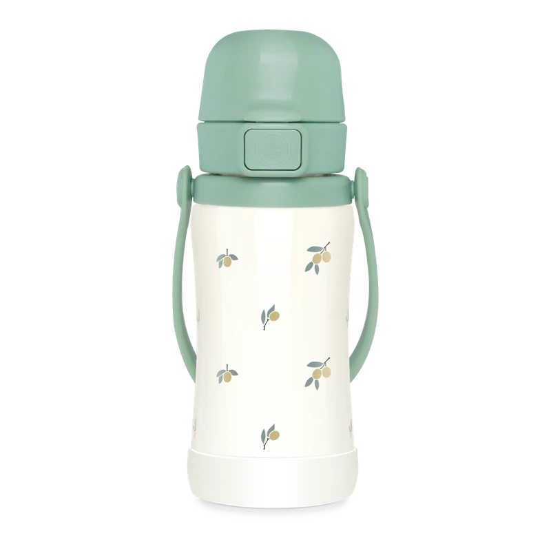 GROSMIMI nerezová termo detská fľaša na pitie Tumbler Olive 300 ml